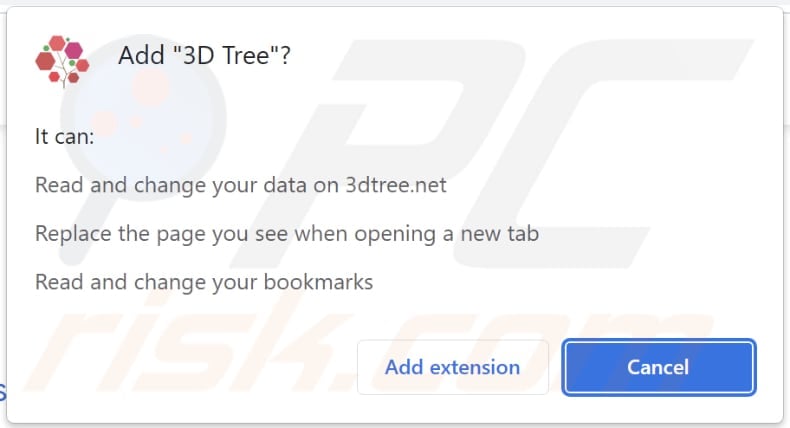 3D Tree browser hijacker asking for permissions