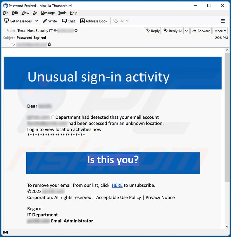 Beware of Fake Microsoft Account Unusual Sign-in Activity Emails