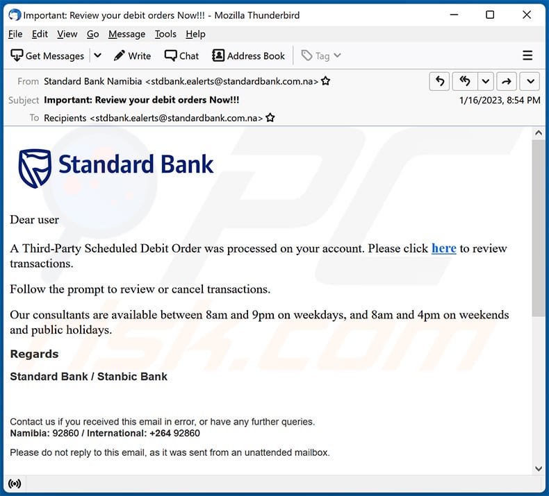 Standard Bank Email Scam - Removal and recovery steps (updated)