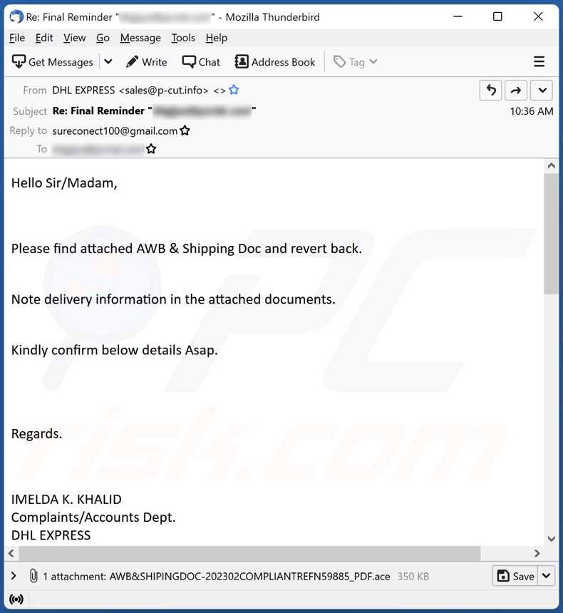 DHL Express AWB Shipping Doc Email Virus Removal And Recovery Steps