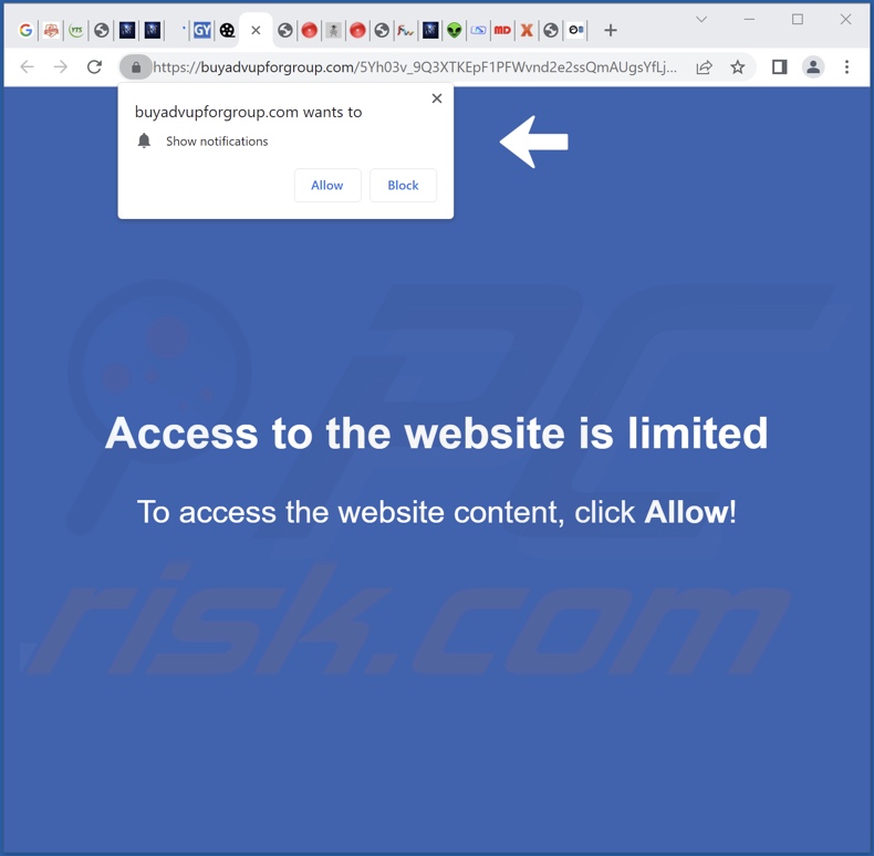 buyadvupforgroup[.]com pop-up redirects