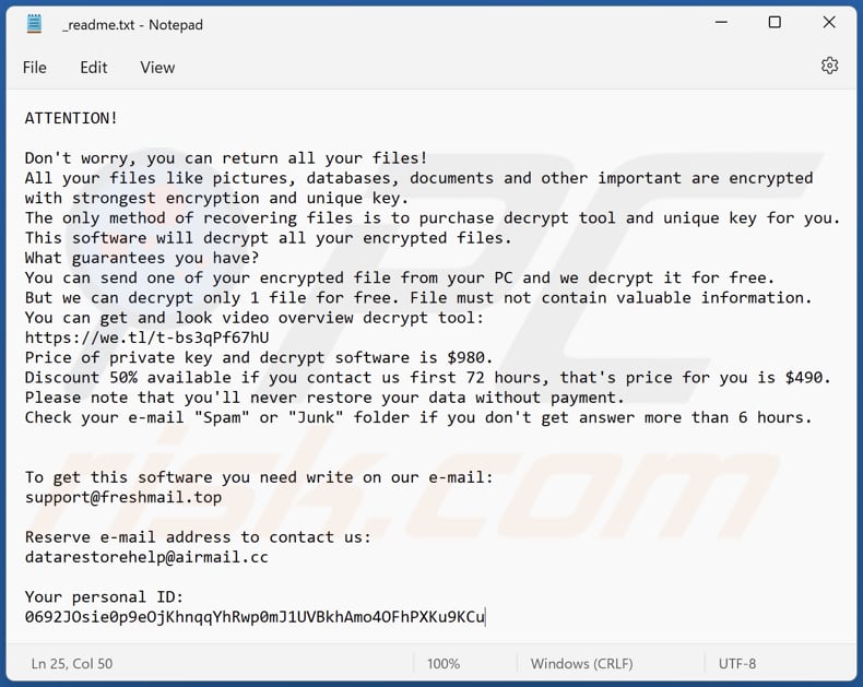 Coty ransomware text file (_readme.txt)