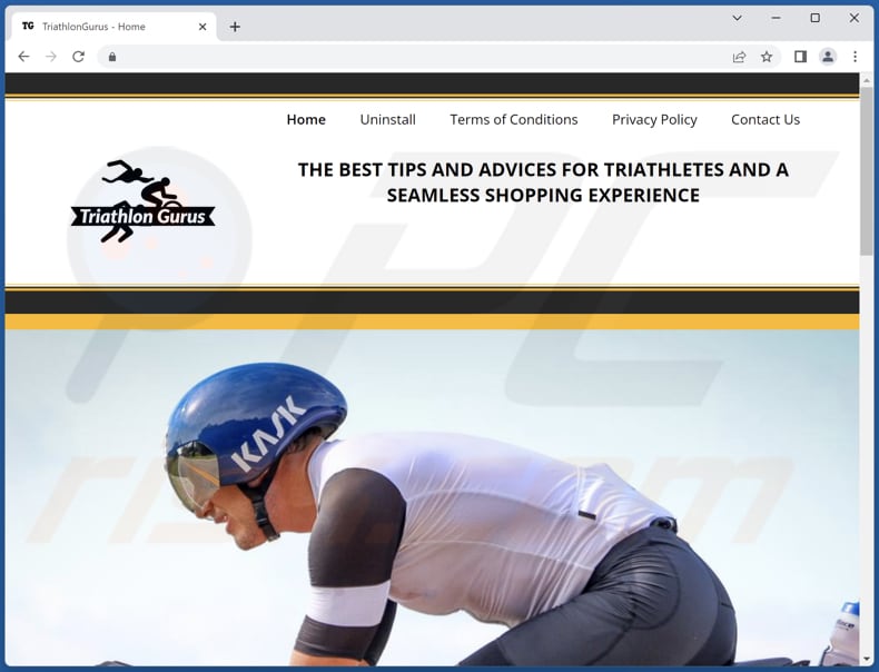 Website used to promote Triathlon Gurus browser hijacker