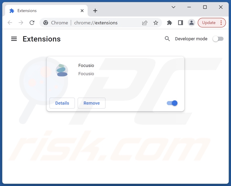 Removing Focusio Google Chrome extension