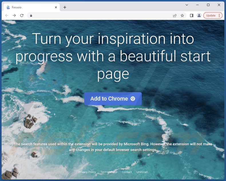 Website used to promote Focusio browser hijacker