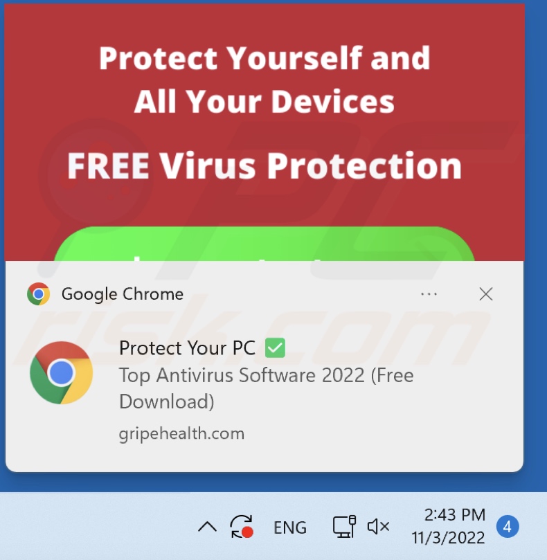 Advert delivered by the gripehealth[.]com site