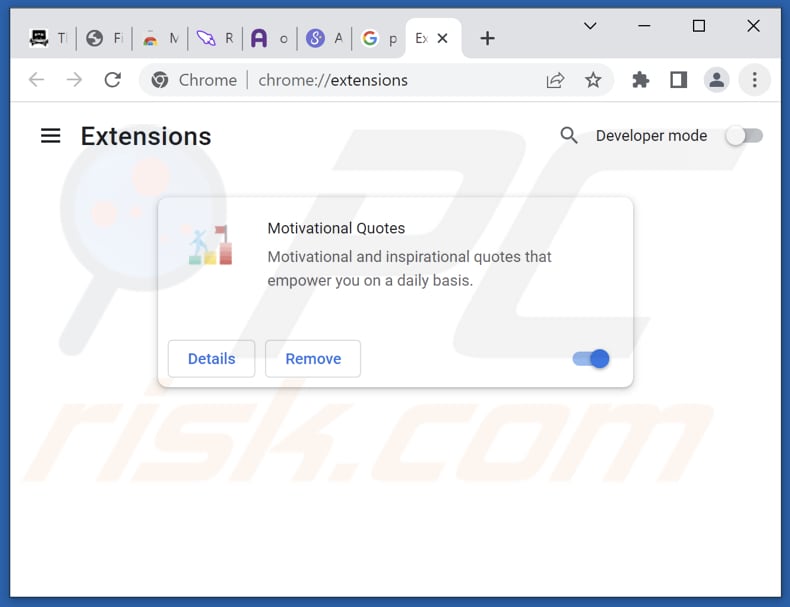 Removing motivational-quotes.com related Google Chrome extensions