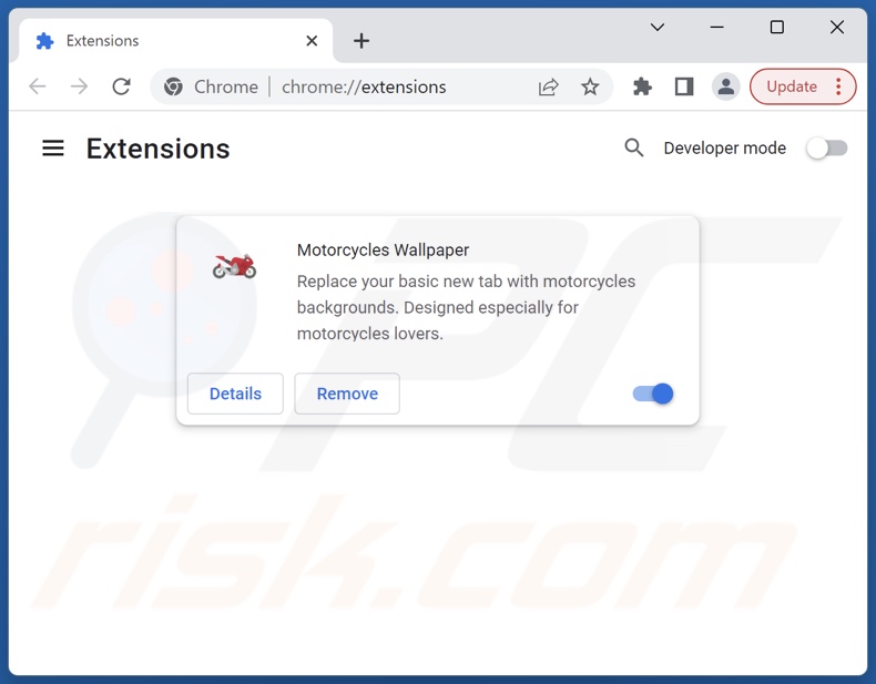 Removing Motorcycles Wallpaper Google Chrome extension