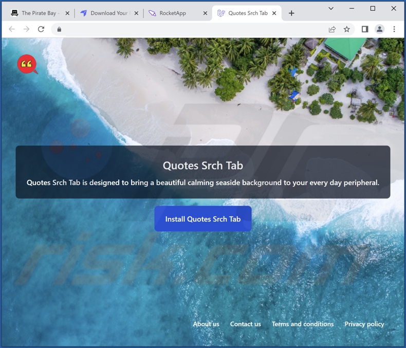 Website used to promote Quotes Srch Tab browser hijacker