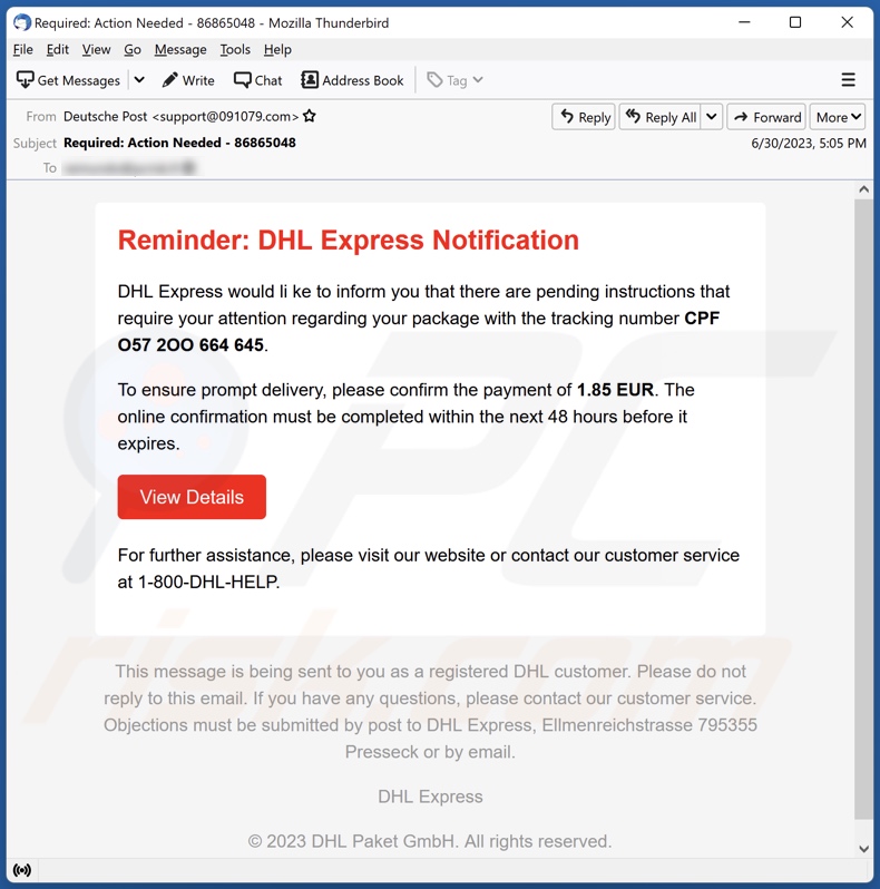 DHL Express Notification Email Scam Removal And Recovery Steps