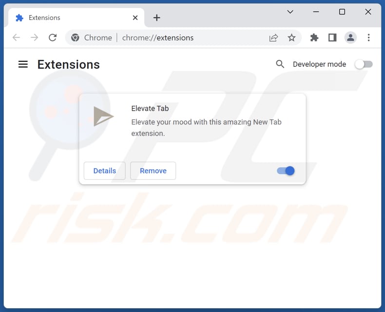 Removing search.elevatetab.com related Google Chrome extensions