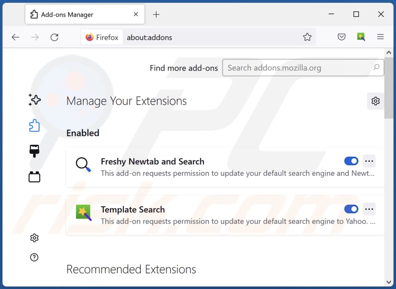 Removing idtwebsearch.com related Mozilla Firefox extensions