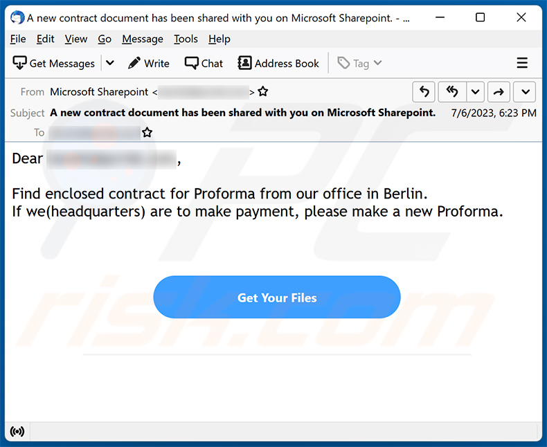 Proforma Contract email scam (2023-07-10)