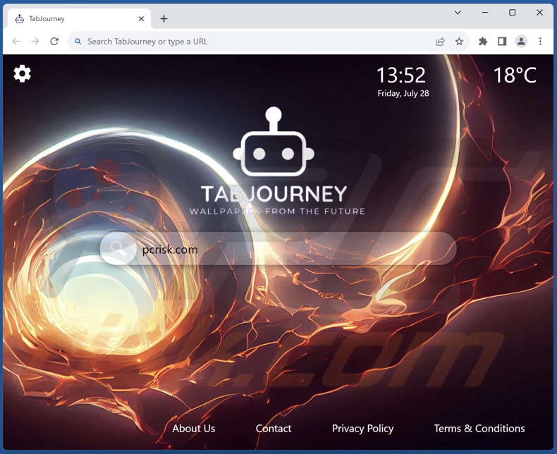 TabJourney browser hijacker homepage