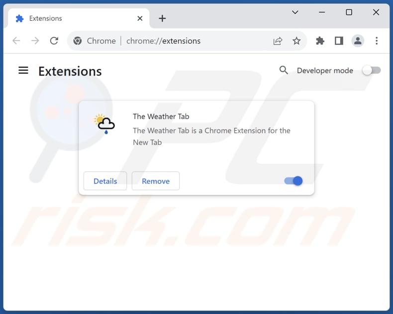 Removing the-weather-tab.com related Google Chrome extensions