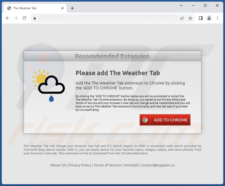 Website used to promote The Weather Tab browser hijacker