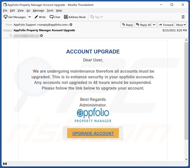 AppFolio email spam campaign