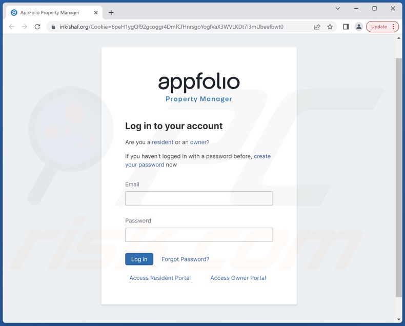 AppFolio scam email promoted phishing site