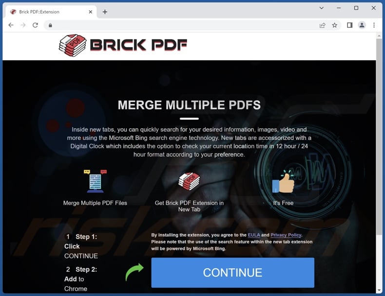 Website used to promote Brick PDF browser hijacker
