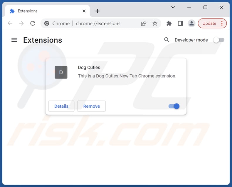 Removing dogcuties.com related Google Chrome extensions