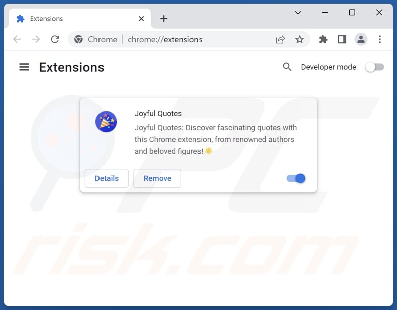 Removing goog.joyfullquotes.com related Google Chrome extensions