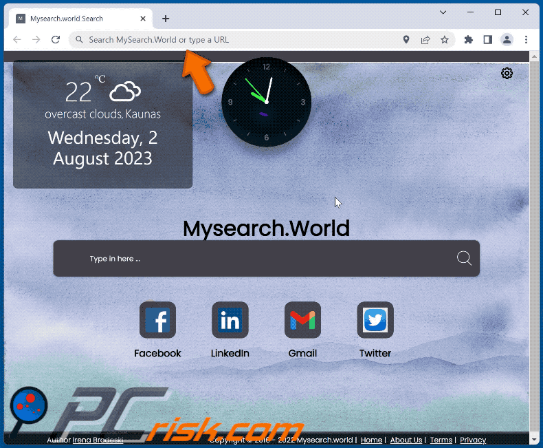 mysearch.world redirects to bing.com via shady addresses