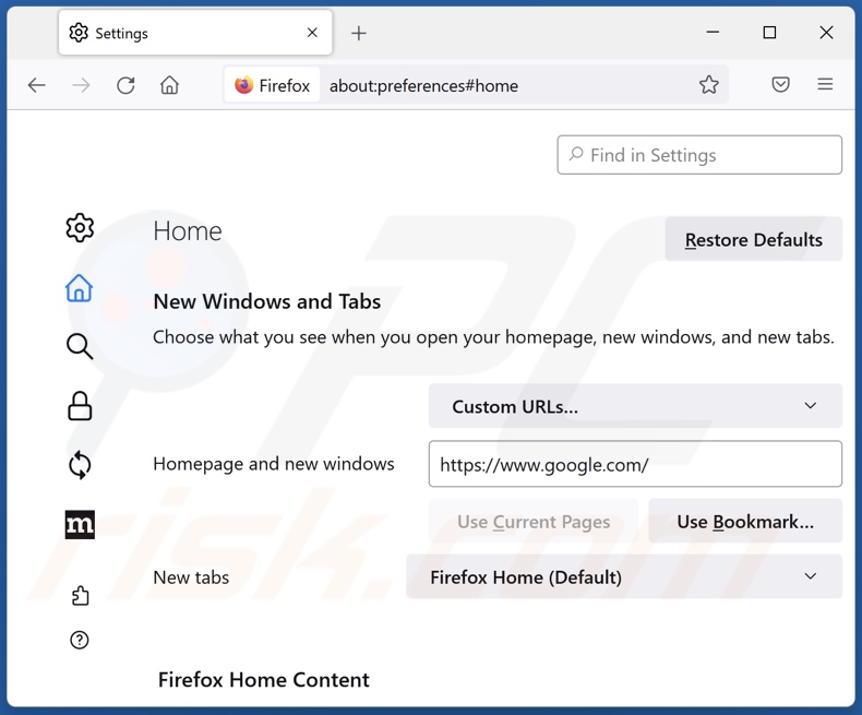 Changing Mozilla Firefox homepage