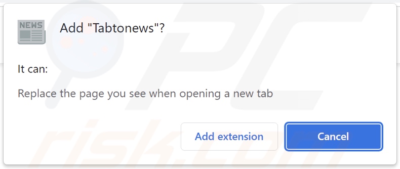 Tabtonews browser hijacker asking for permissions