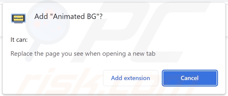 Animated BG browser hijacker asking for permissions