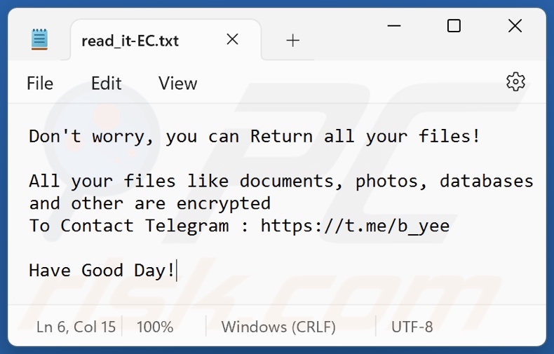 Byee ransomware ransom note (read_it-EC.txt)