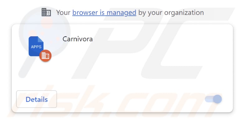 Carnivora malicious browser extension