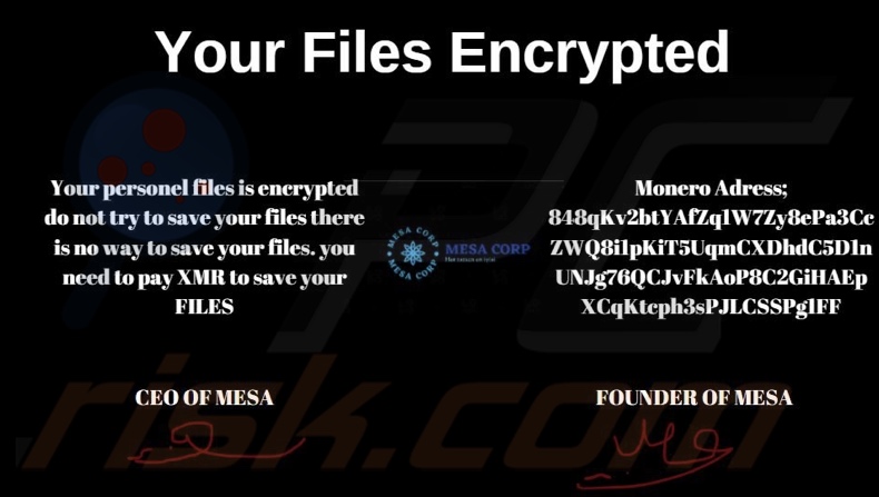 MesaCorp ransomware wallpaper
