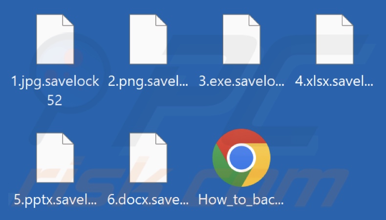 Files encrypted by SaveLock ransomware (.savelock52 extension)