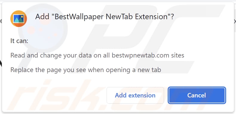 BestWallpaper NewTab browser hijacker asking for permissions