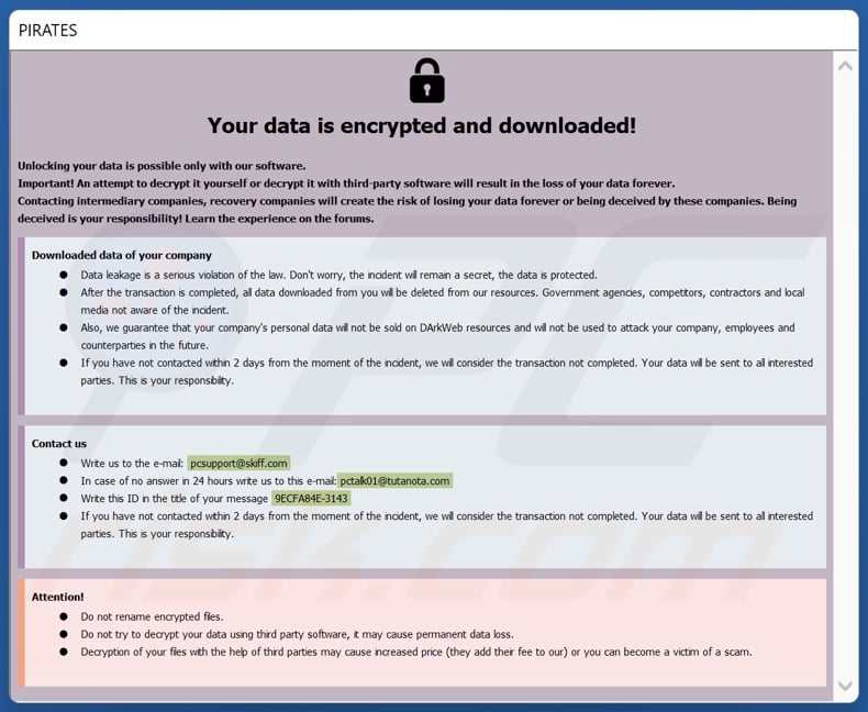LEAKDB ransomware ransom note (info.hta)