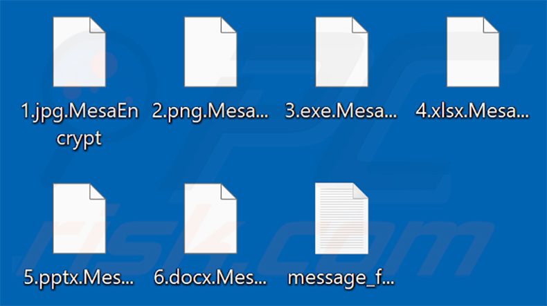 Files encrypted by Mesa Corp ransomware (.MesaEncrypt extension)