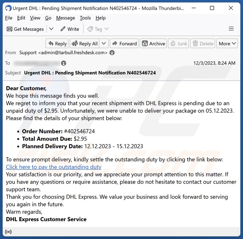 DHL Unpaid Duty Email Scam Removal And Recovery Steps updated 