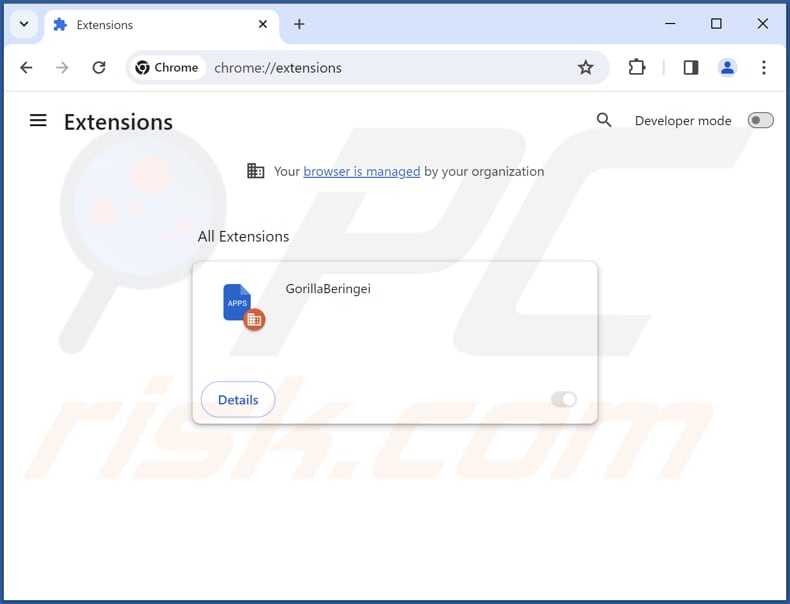 Removing GorillaBeringei malicious extension from Google Chrome step 2