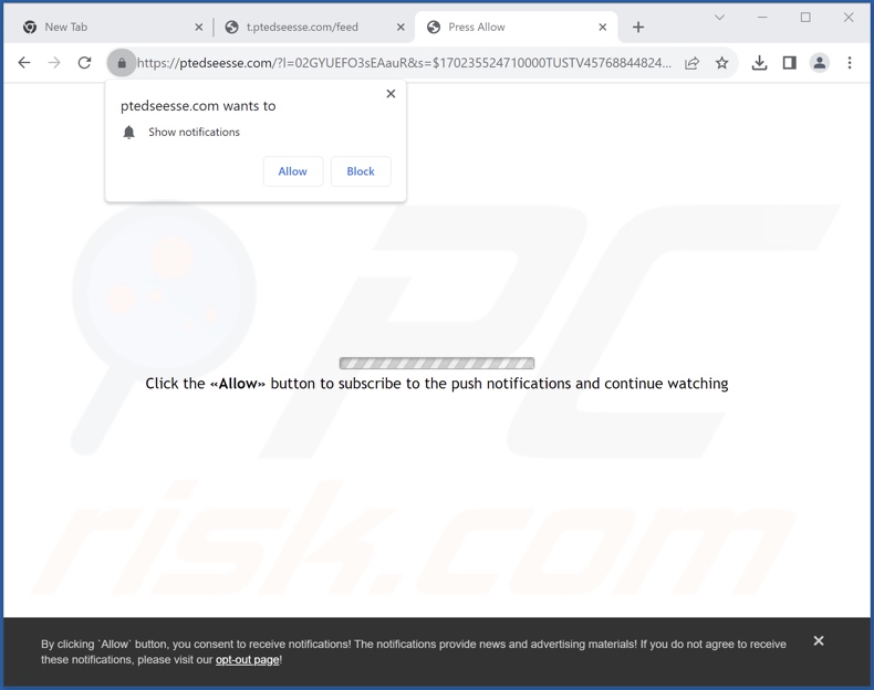 ptedseesse[.]com pop-up redirects