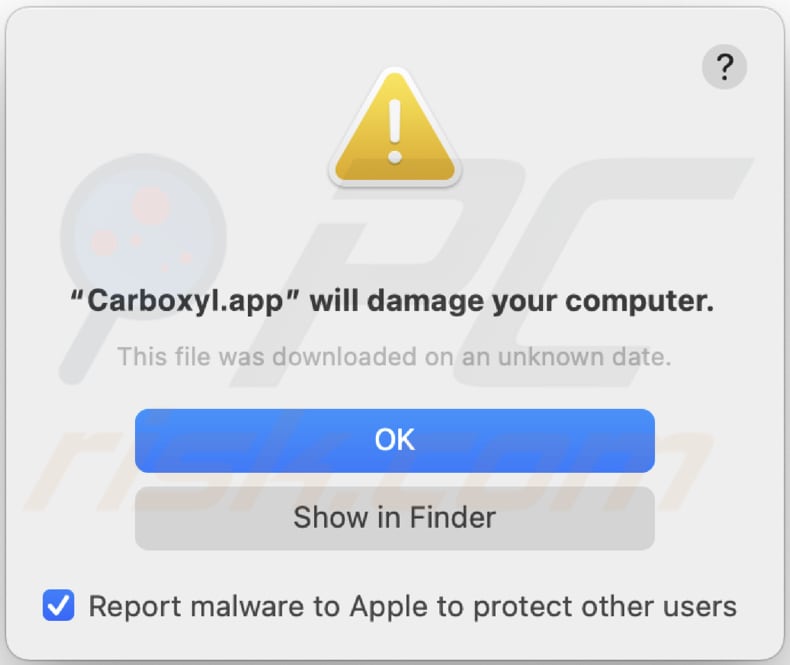 Carboxyl.app adware warning