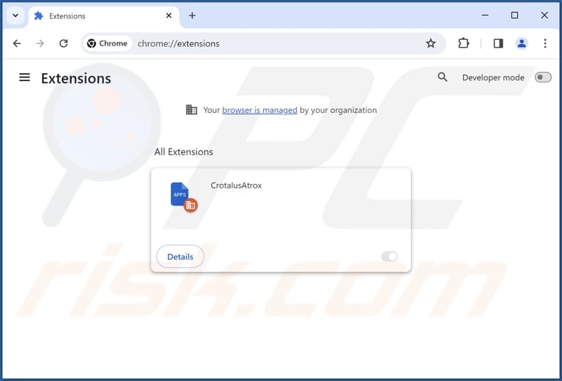 Removing CrotalusAtrox malicious extension from Google Chrome step 2