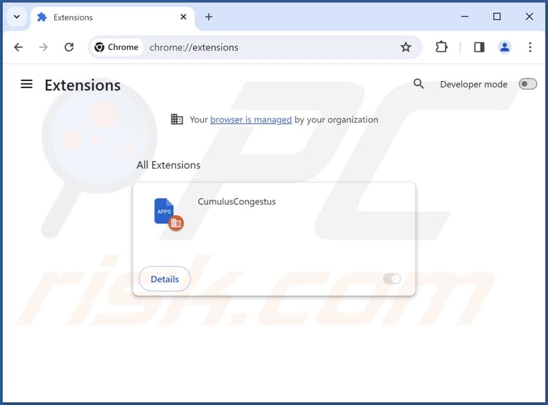 Removing CumulusCongestus malicious extension from Google Chrome step 2
