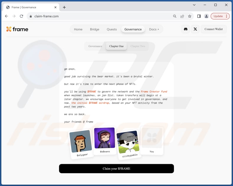 FRAME Airdrop scam