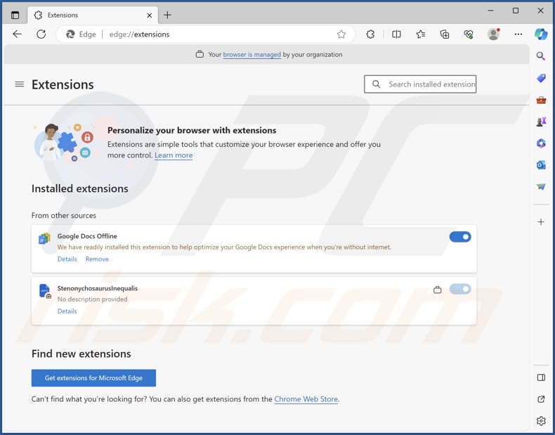 StenonychosaurusInequalis malicious extension on Edge