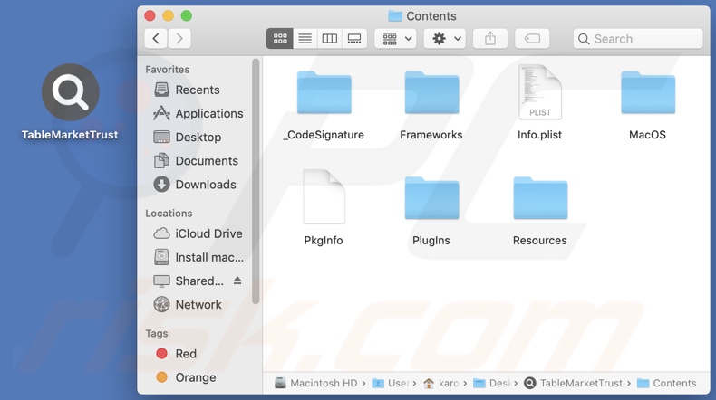 TableMarketTrust adware install folder