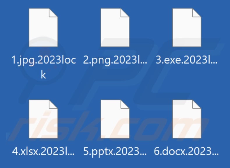 Files encrypted by 2023lock ransomware (.2023lock extension)