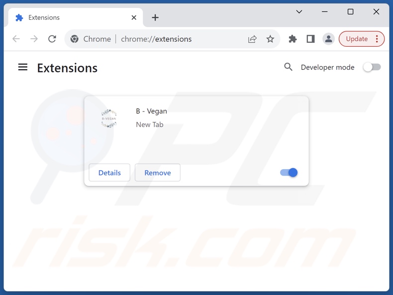 Removing b-vegan.net related Google Chrome extensions