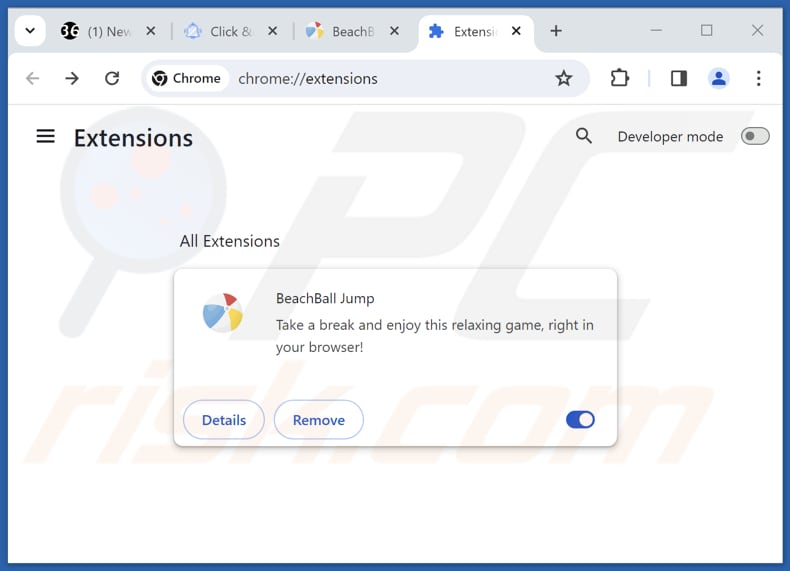 Removing BeachBall Jump adware from Google Chrome step 2