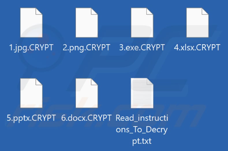 Files encrypted by Bl00dyAdmin ransomware (.CRYPT extension)