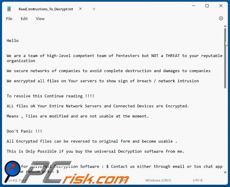 Bl00dyAdmin ransomware text file (Read_instructions_To_Decrypt.txt)